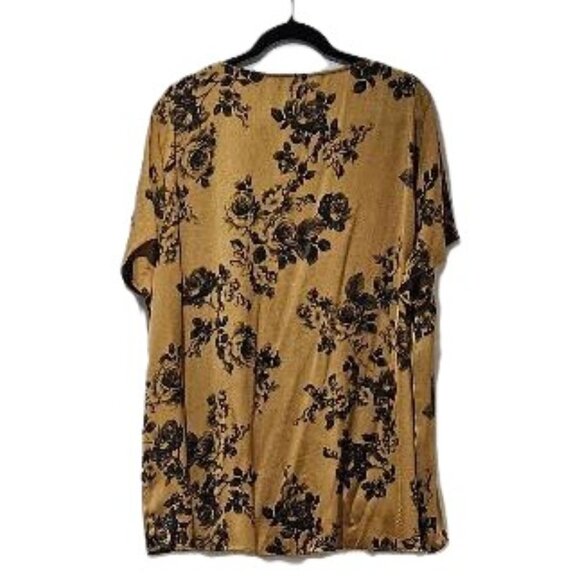 TORRID GOLD BLACK ROSE SILKY TOP BLOUSE 2 (18/20) - Picture 3 of 5